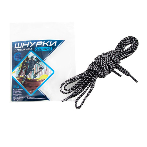 Купить шнурки следопыт плоские,ширина 0,7 см,длина 120 см,черно-серый в Краснодаре
