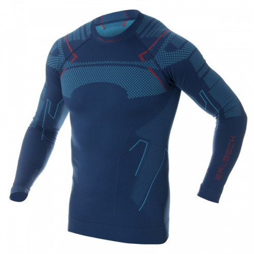 Футболка Brubeck Thermo Nilit Heat черный/голубой мужская в Краснодаре