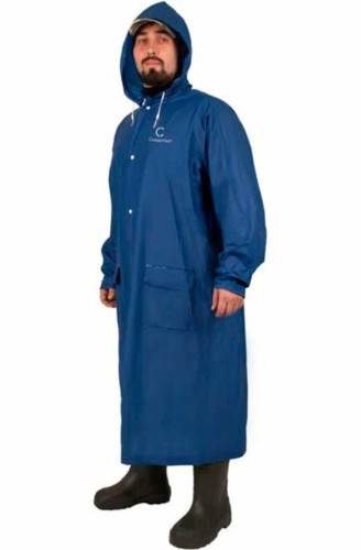 Плащ-дождевик Следопыт плотный PVC 72х125см на кнопках с капюшоном синий