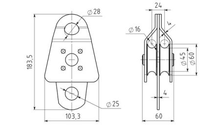  Блок-ролик Вертикаль двойной большой с подшипником в Краснодаре  