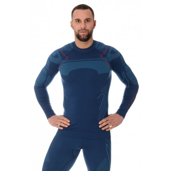 Футболка Brubeck Thermo Nilit Heat черный/голубой мужская в Краснодаре