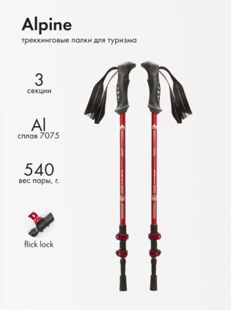 Палки треккинговые Манарага Alpine красные